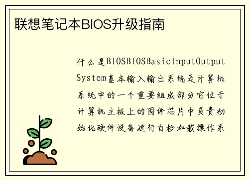 联想笔记本BIOS升级指南
